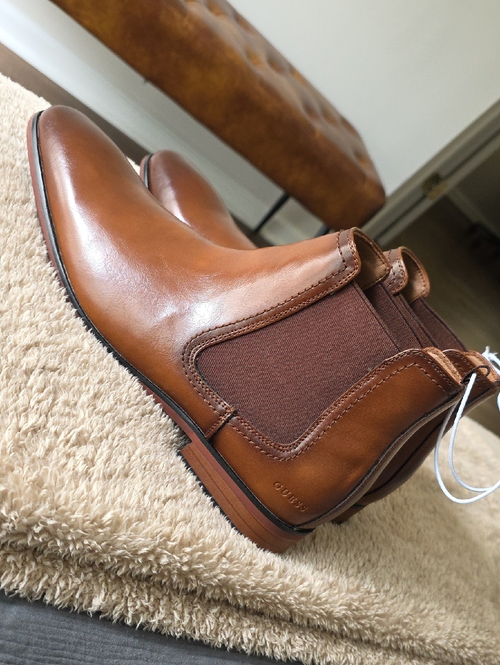 Guess Tan Leather Chukka Boots for Men